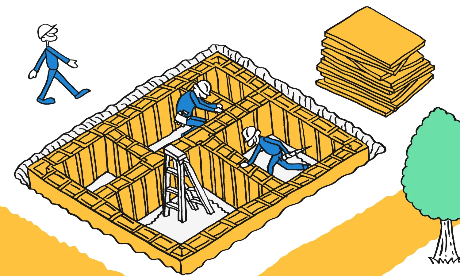 コンクリート 型枠施行 躯体工事一式のイラスト
